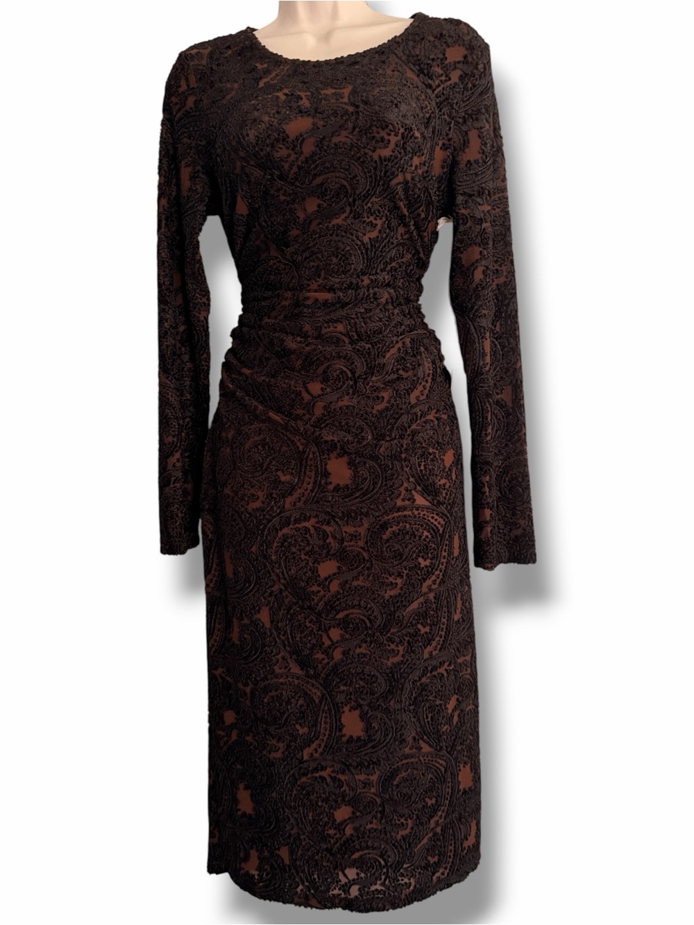 Fifteen Twenty Velvet Burnout Carolina Dress Size Medium Brown Black NWT
